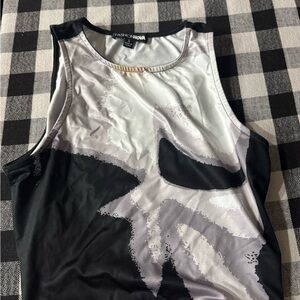Fashion Nova Graphic Black and White Tank Top